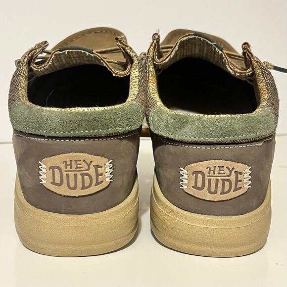 NWOT Hey Dude Paul Nut/Tan Casual Moccasin Sneakers Men Sz 11 Aztec Leather - Picture 5 of 7